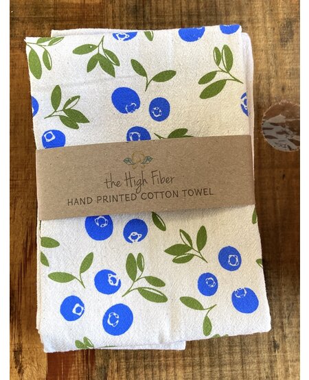 The High Fiber Hand Printed Cotton Towel, Blueberries