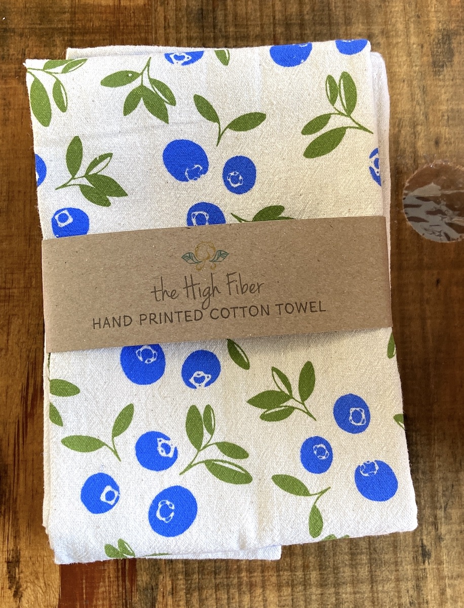 The High Fiber The High Fiber Hand Printed Cotton Towel, Blueberries