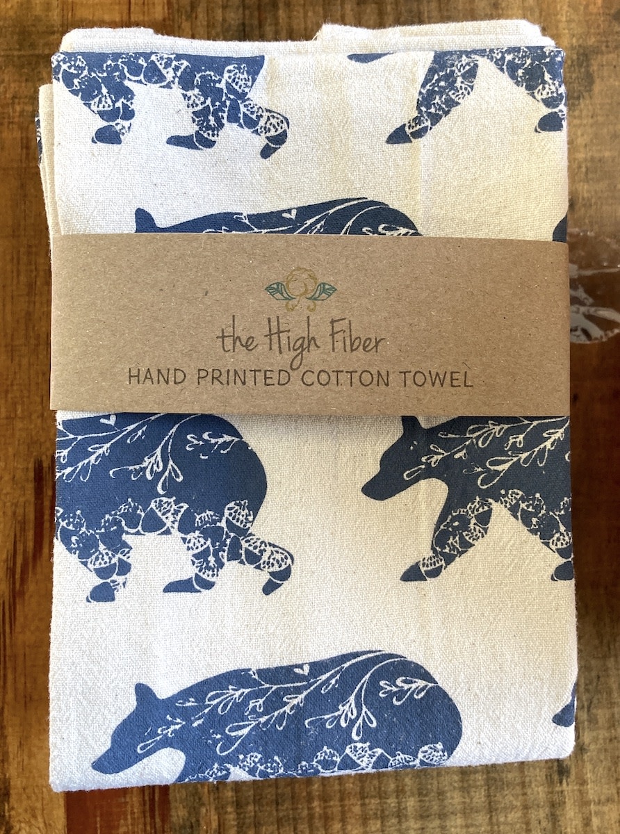 The High Fiber The High Fiber Hand Printed Cotton Towel, Blue Bears