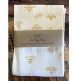 The High Fiber The High Fiber Hand Printed Cotton Towel, Gold Bees
