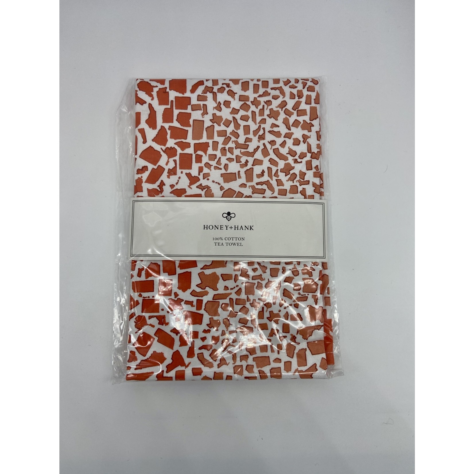 Fifty States Leopard Tea Towel-Coral
