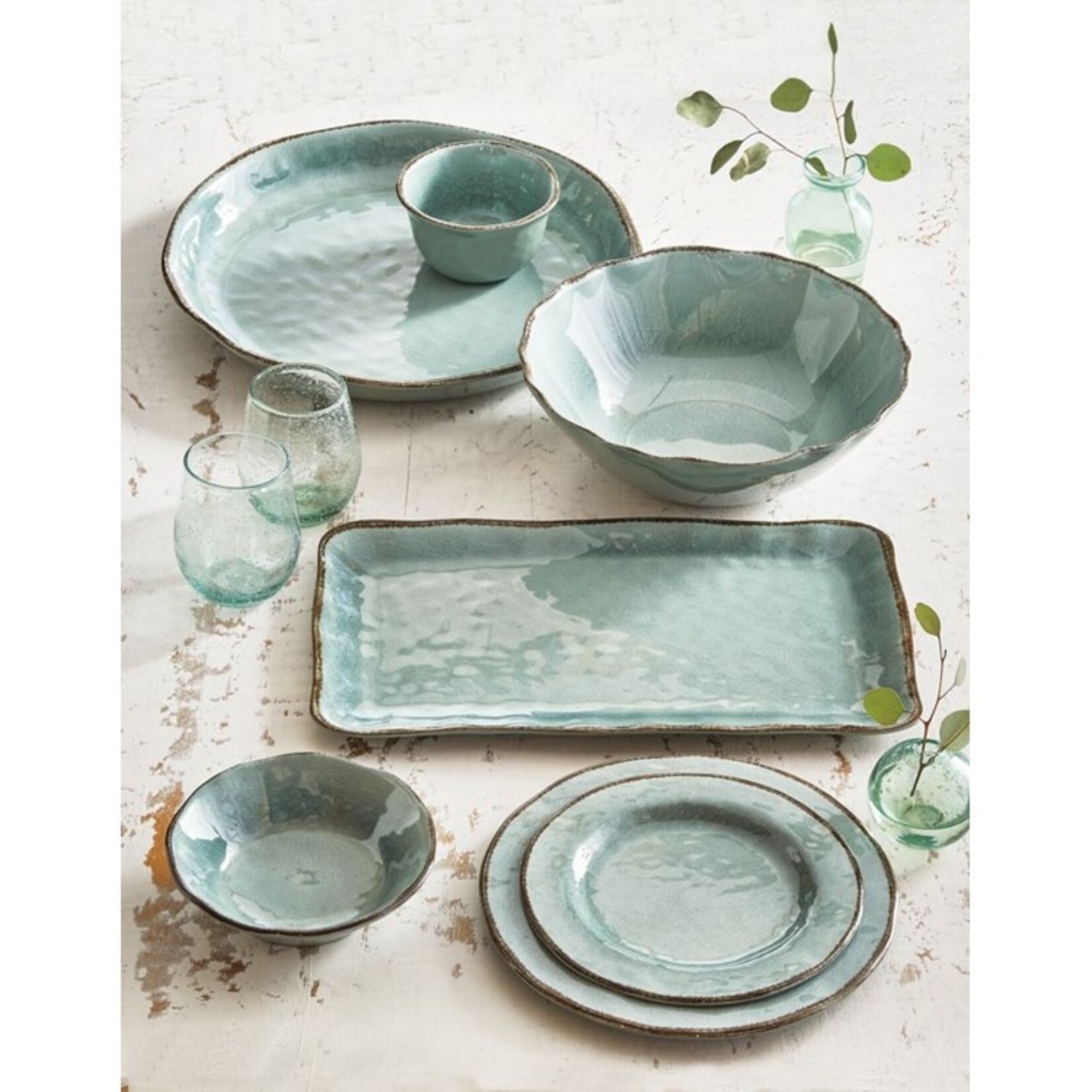 Slate Blue Veranda Melamine Dinner Plates (Set of 4)