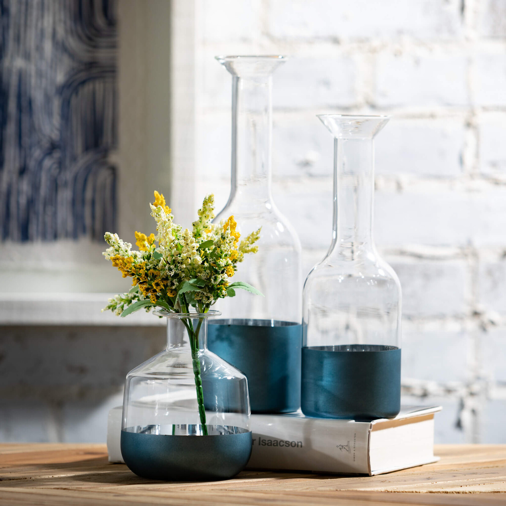 Banded Glass Bottle Vase