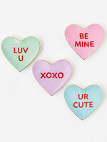 Ceramic Conversation Candy Heart Trinket Dish