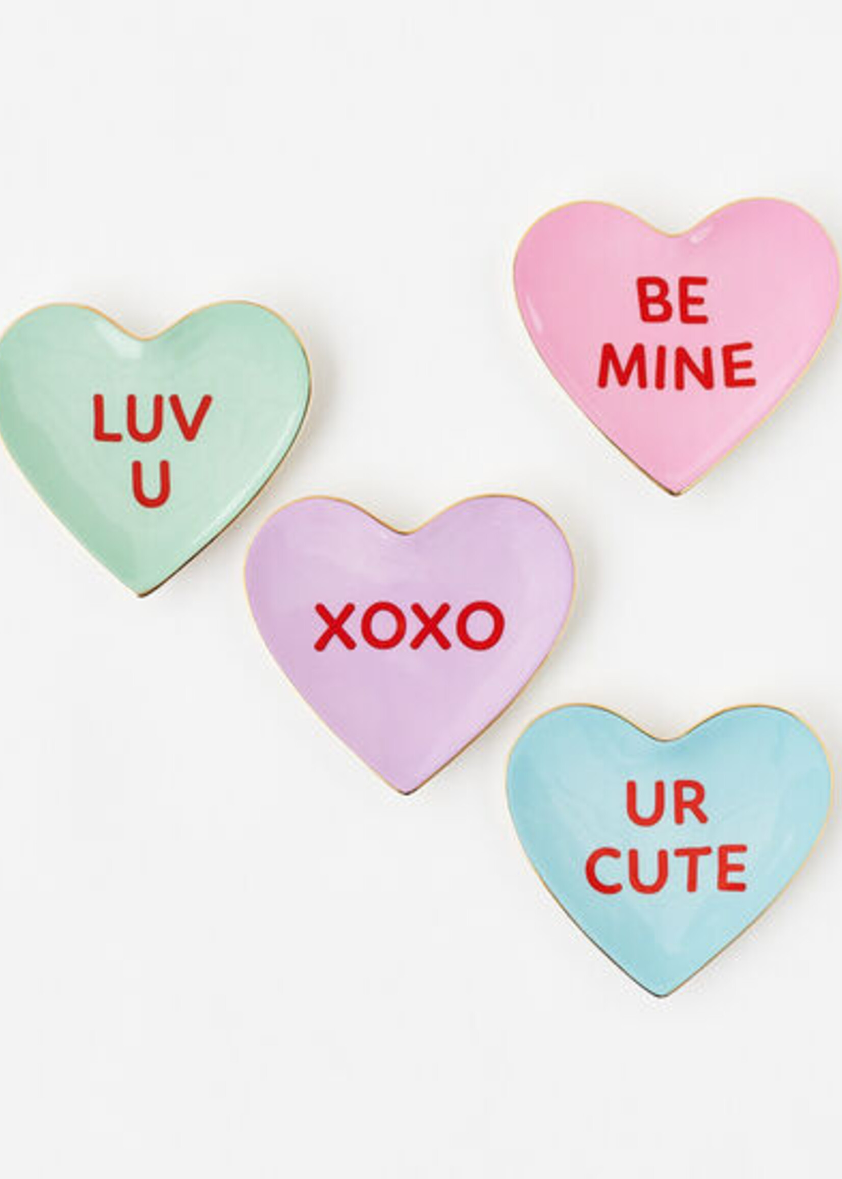 Ceramic Conversation Candy Heart Trinket Dish