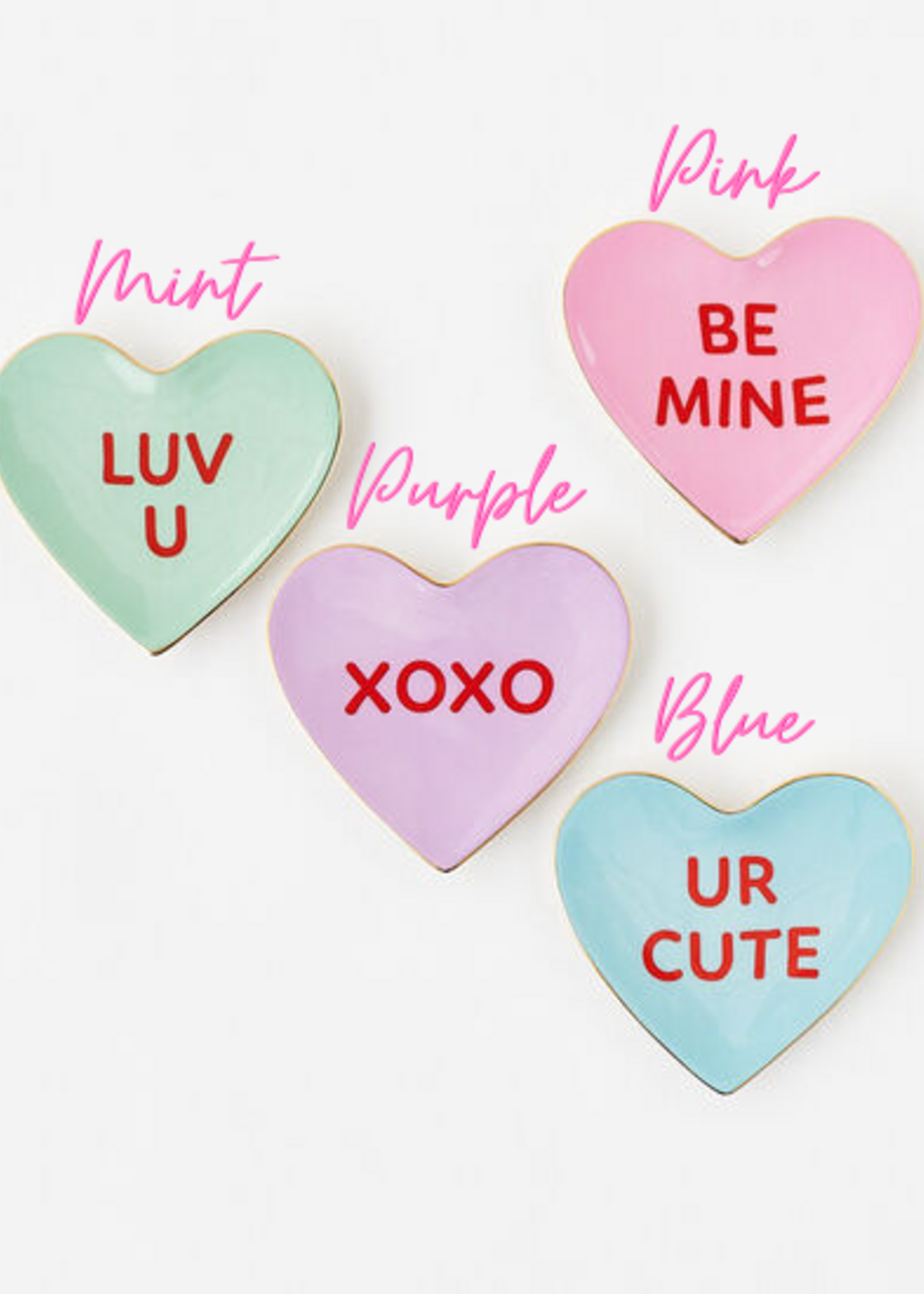 Ceramic Conversation Candy Heart Trinket Dish