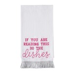 Do The Dishes Silver Fringe Tea Towel
