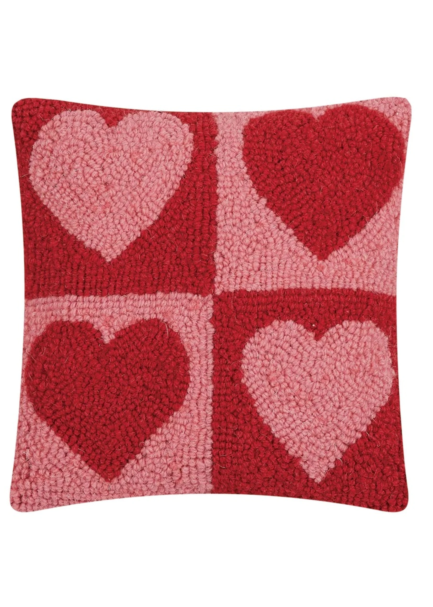 Heart Checkered Hook Pillow (10x10)
