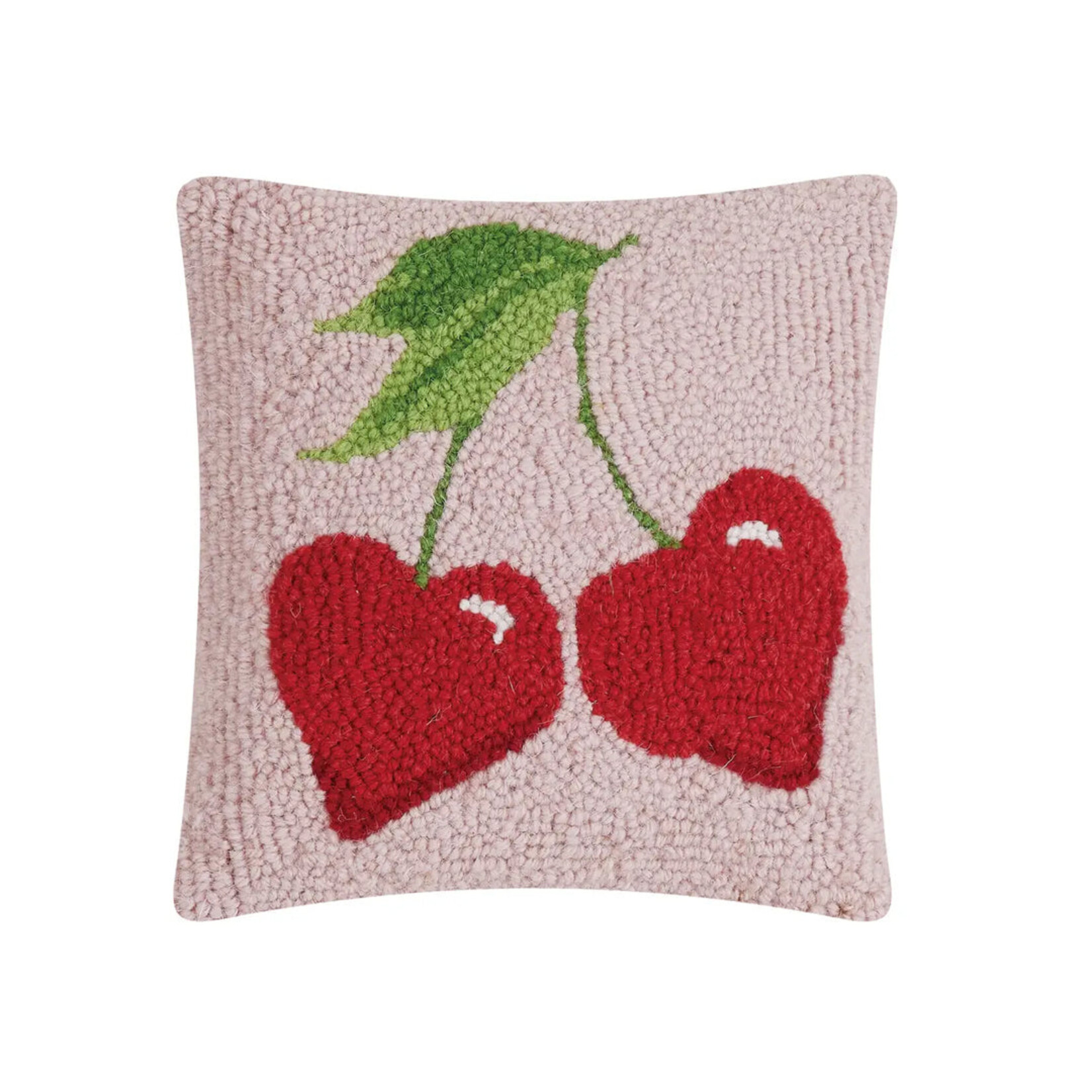 Cherries Heart Hook Pillow (10x10)