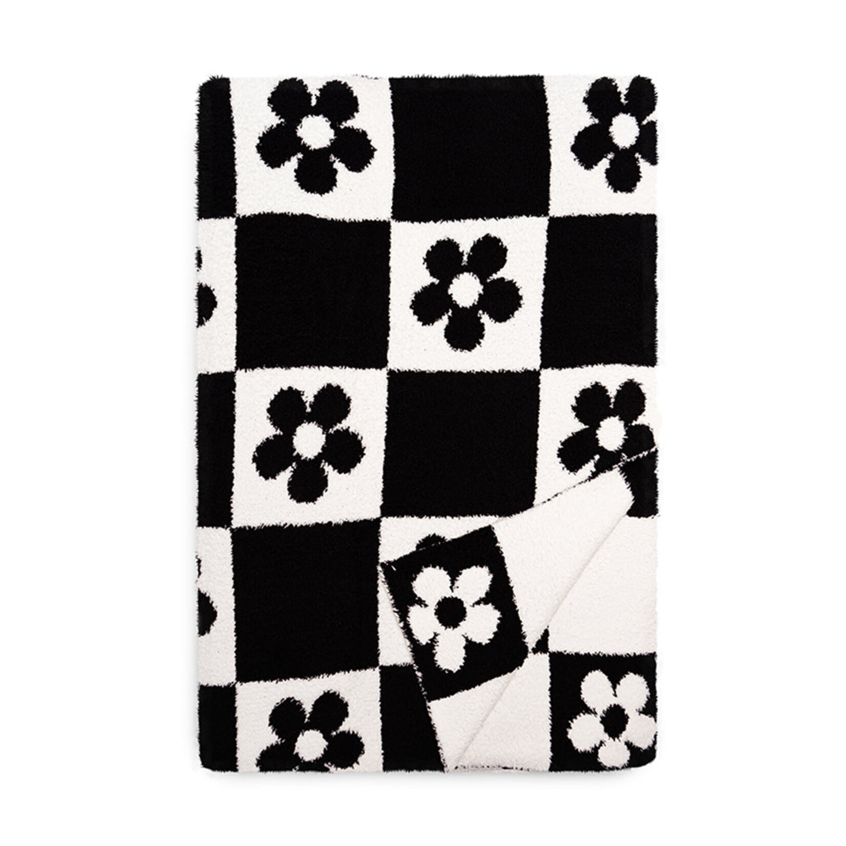 Black Daisy Checker Blanket