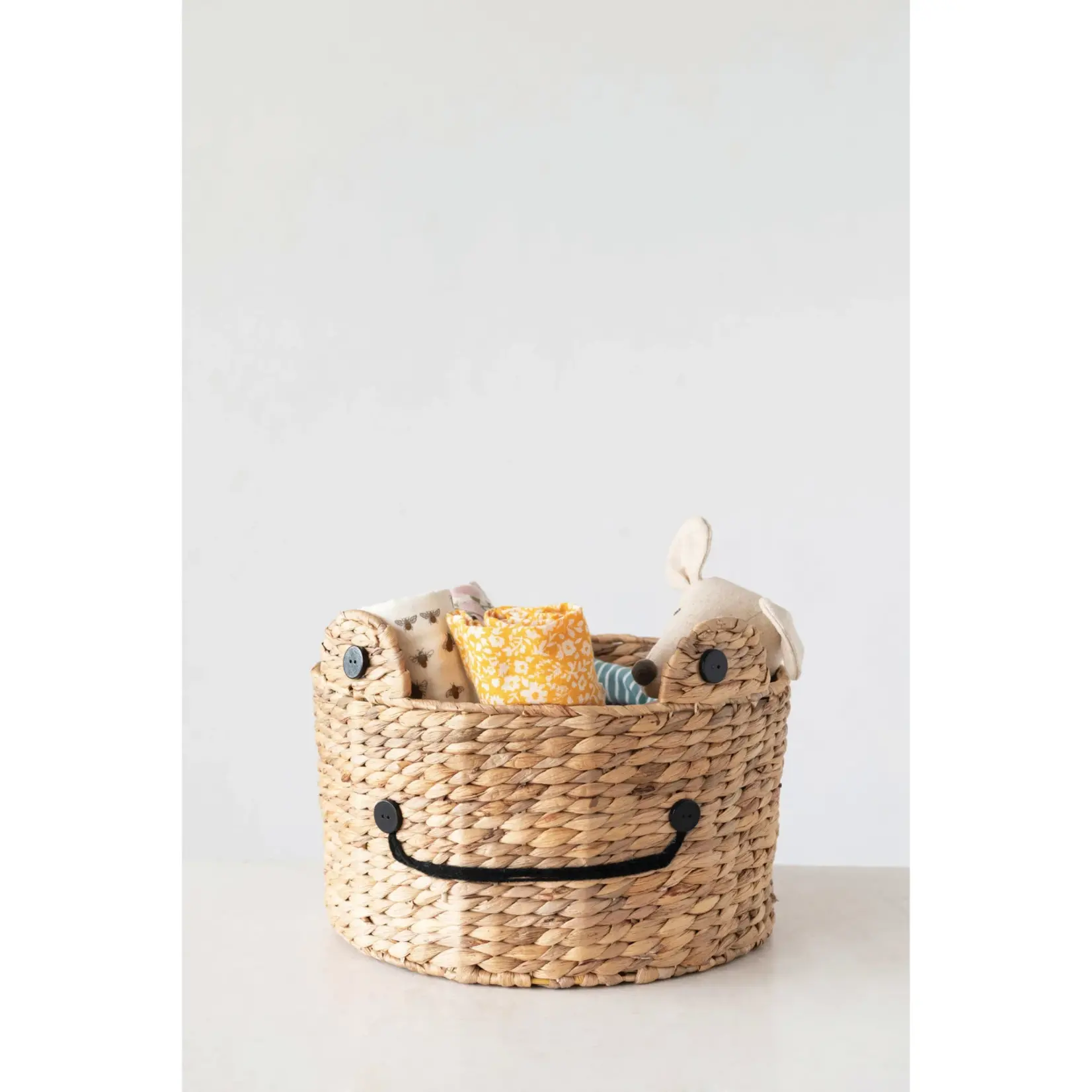 Hand-Woven Water Hyacinth Frog Basket