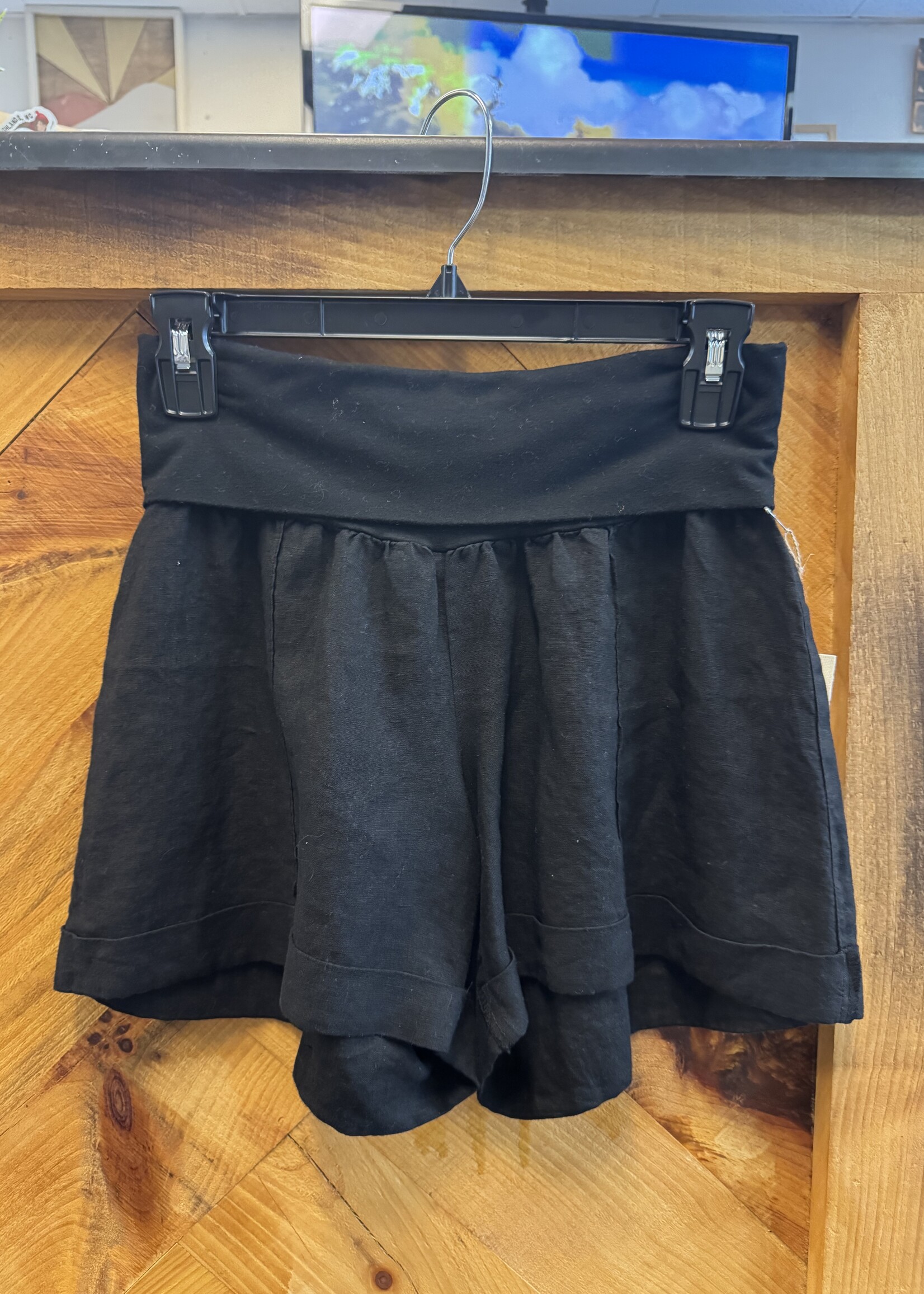 Linen Fold Over Shorts