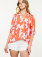Geo Print Short Sleeve Top