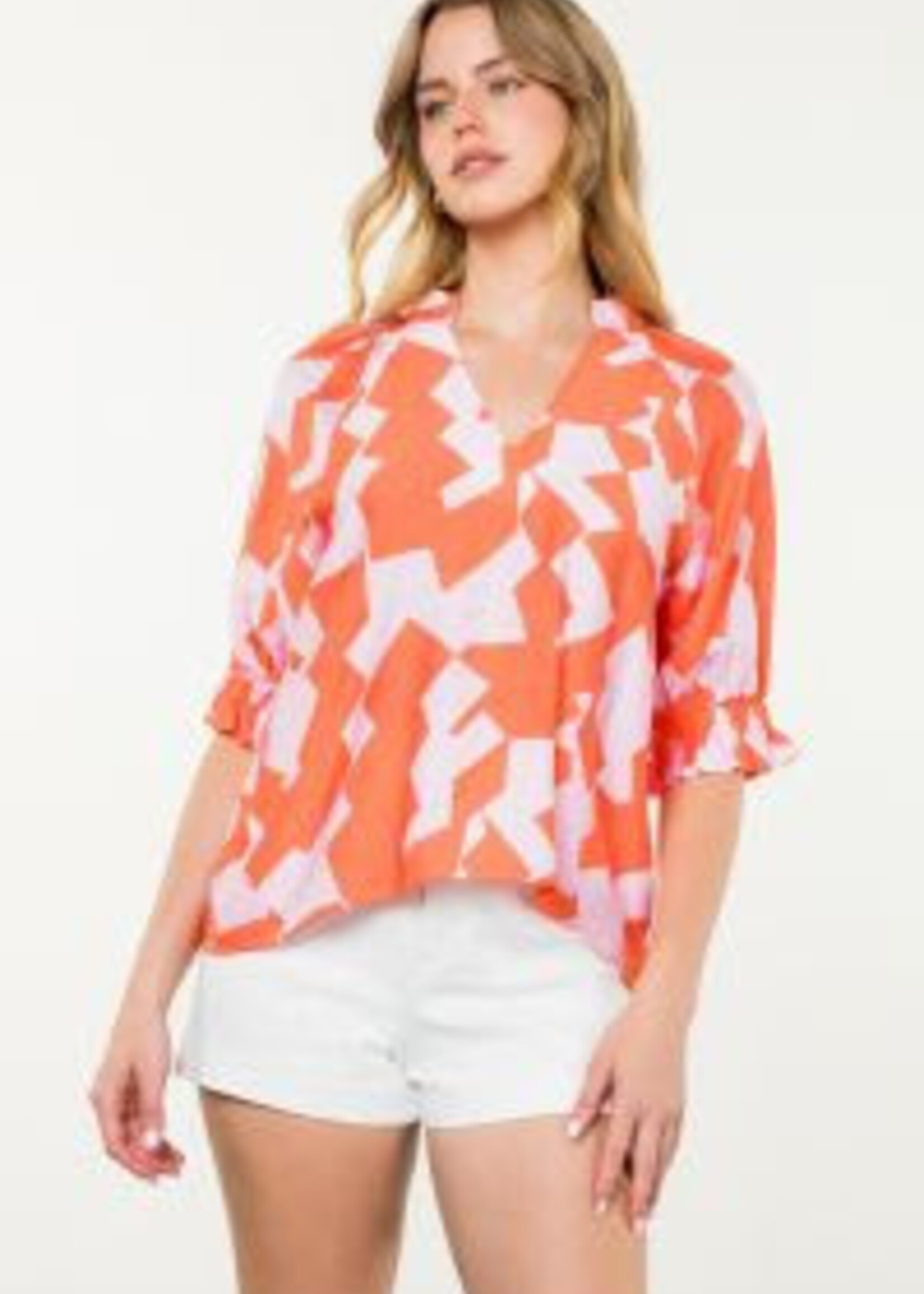 Geo Print Short Sleeve Top