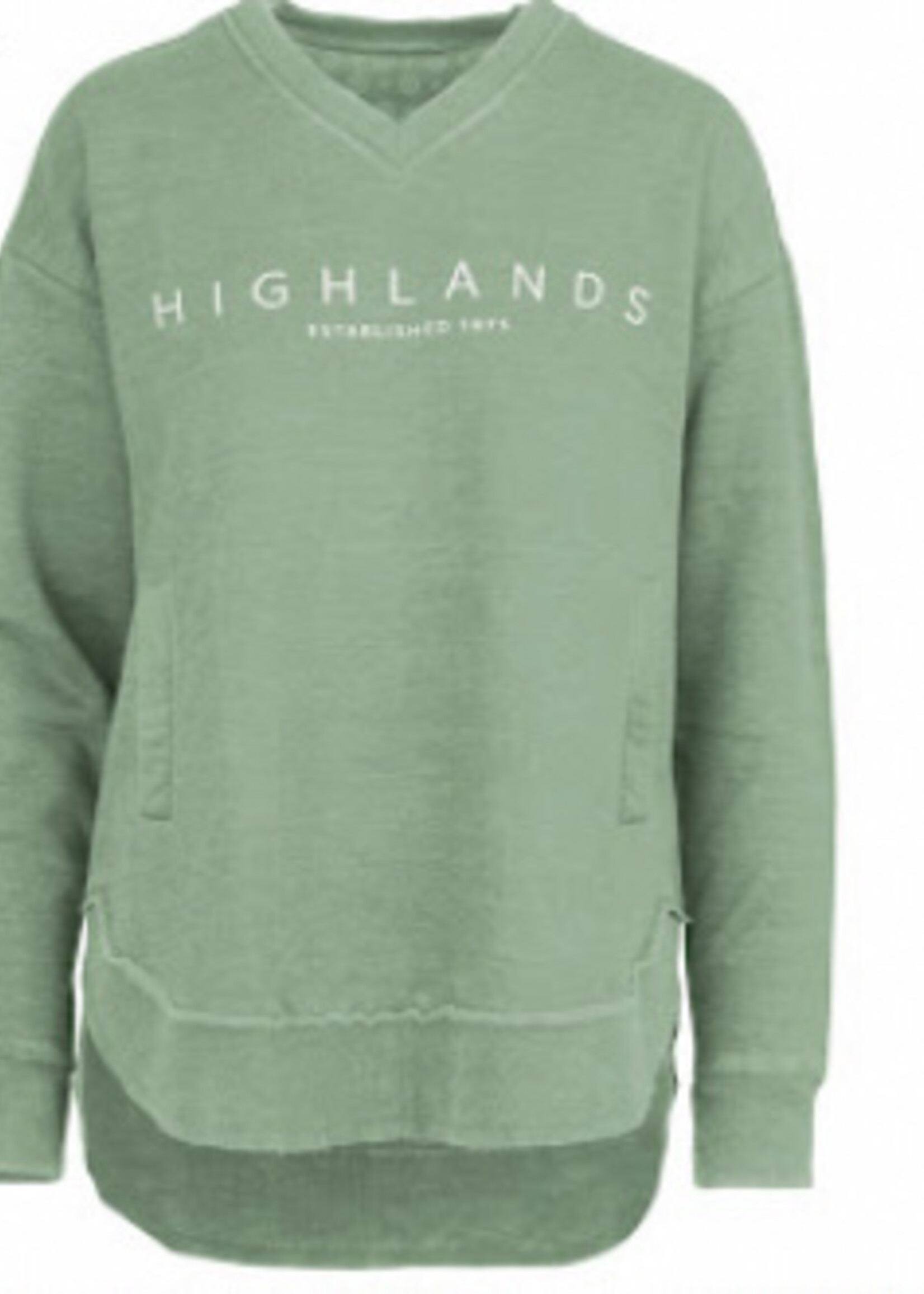 Highlands Est. Melange West Hall Long Sleeve V-Neck Fleece Pullover