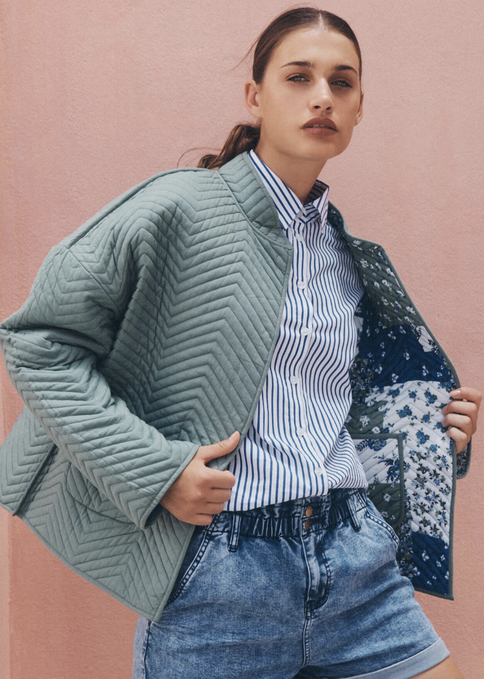 Apricot Ditsy Patchwork Quilted Jacket