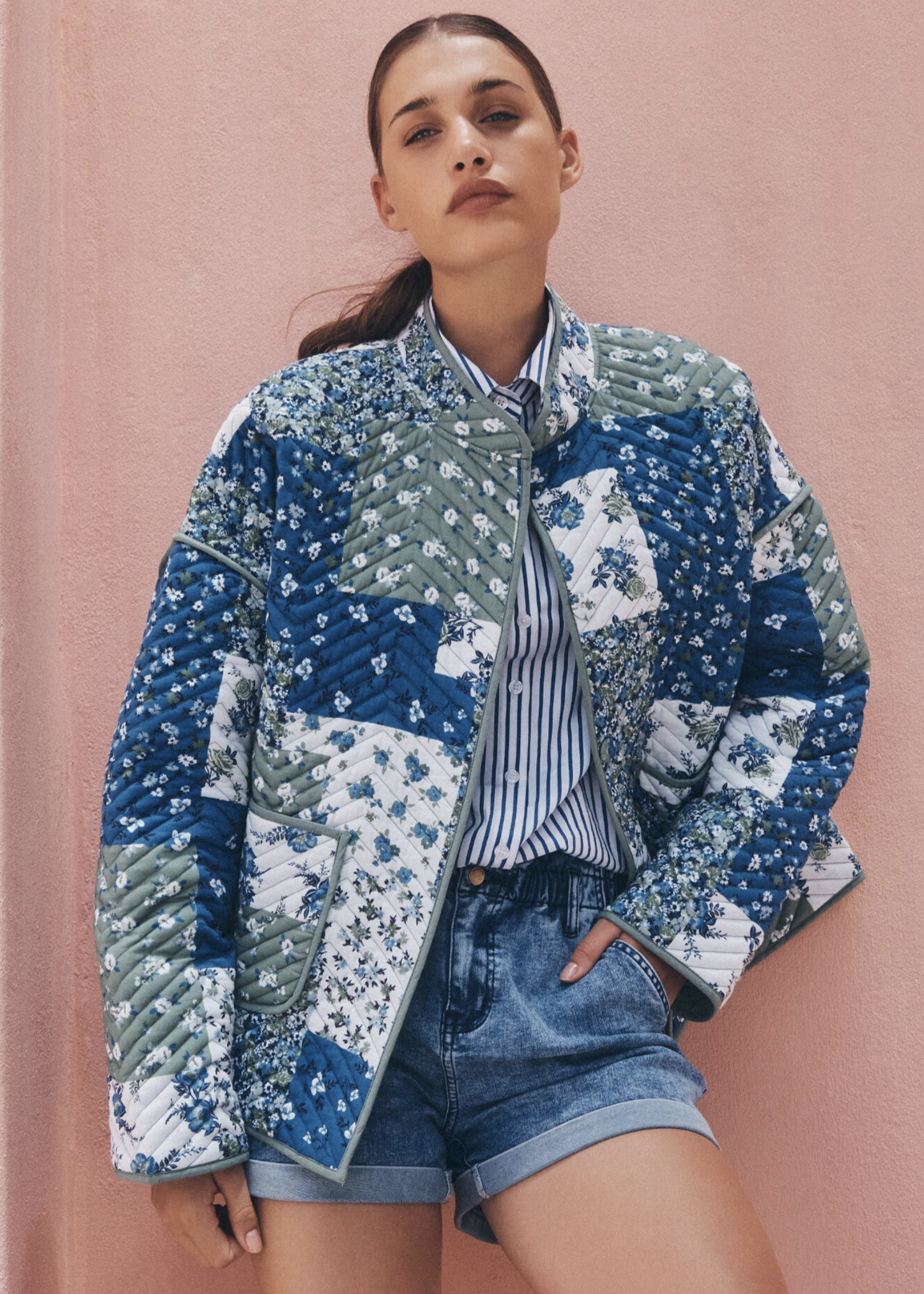 Apricot Ditsy Patchwork Quilted Jacket