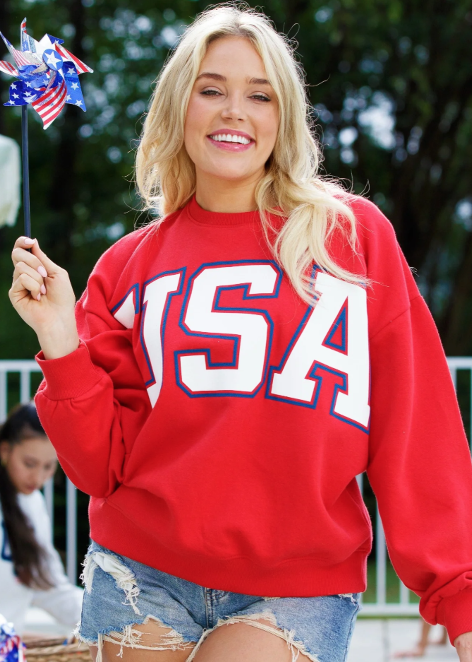"USA Sweeper" - Crew-Neck Fleece Top