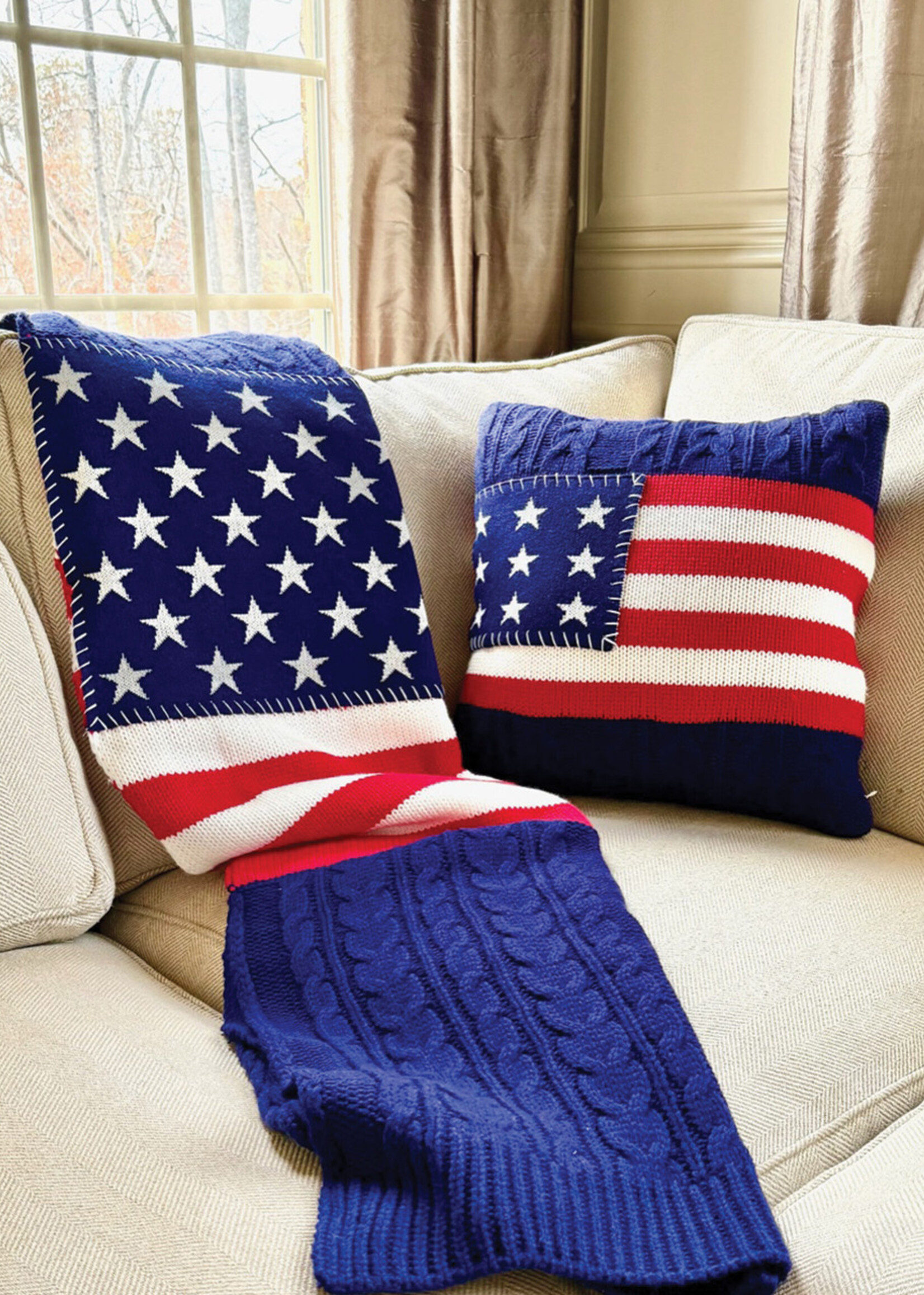 USA Flag Pillow (Cream OR Navy)