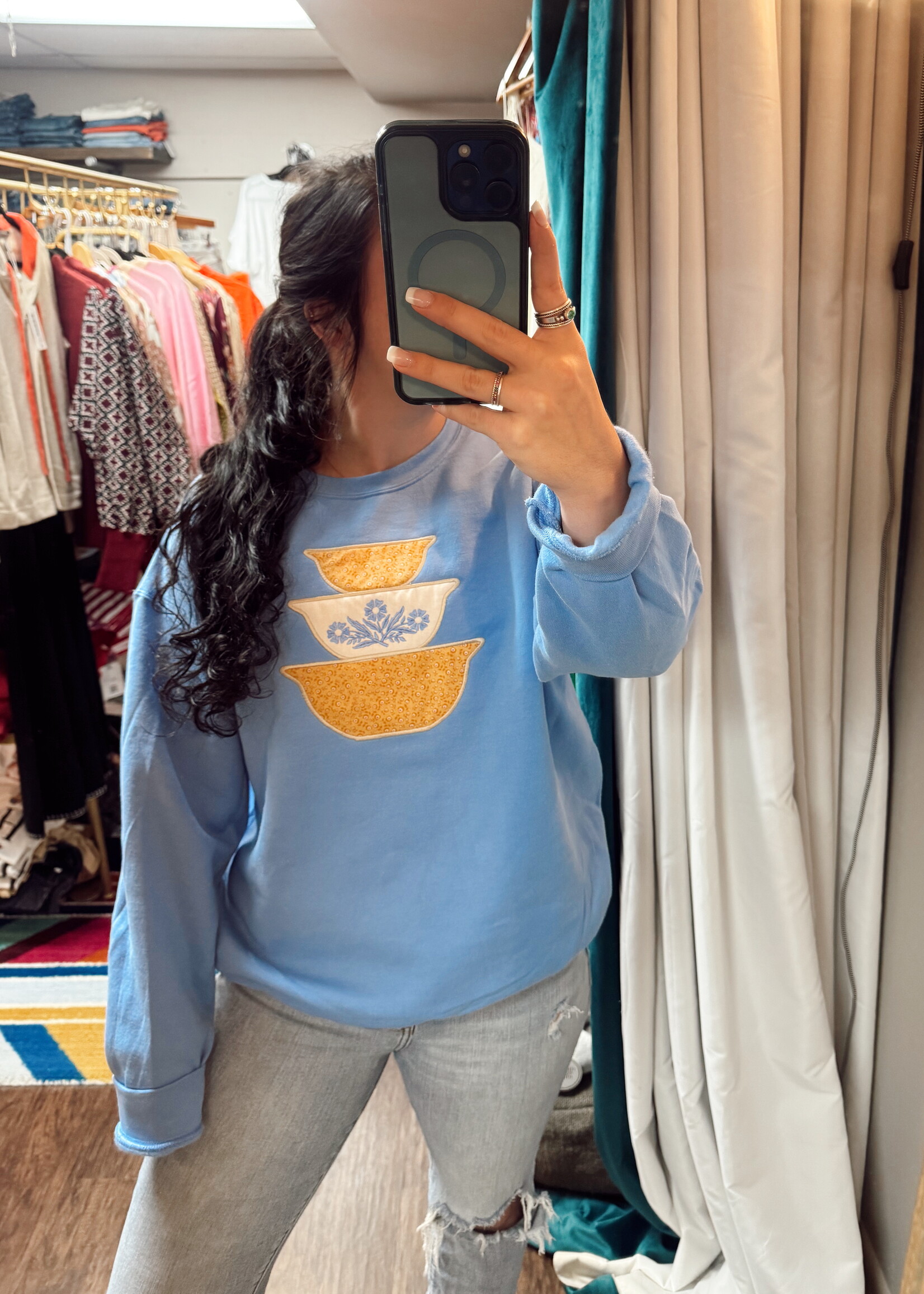 Ellie Mae Embroidery Corningware Bowl Applique Sweatshirt