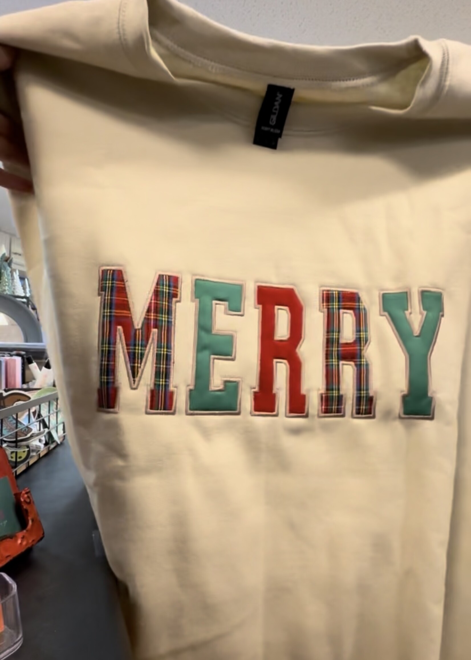 Ellie Mae Embroidery Applique Merry Embroidered Pullover