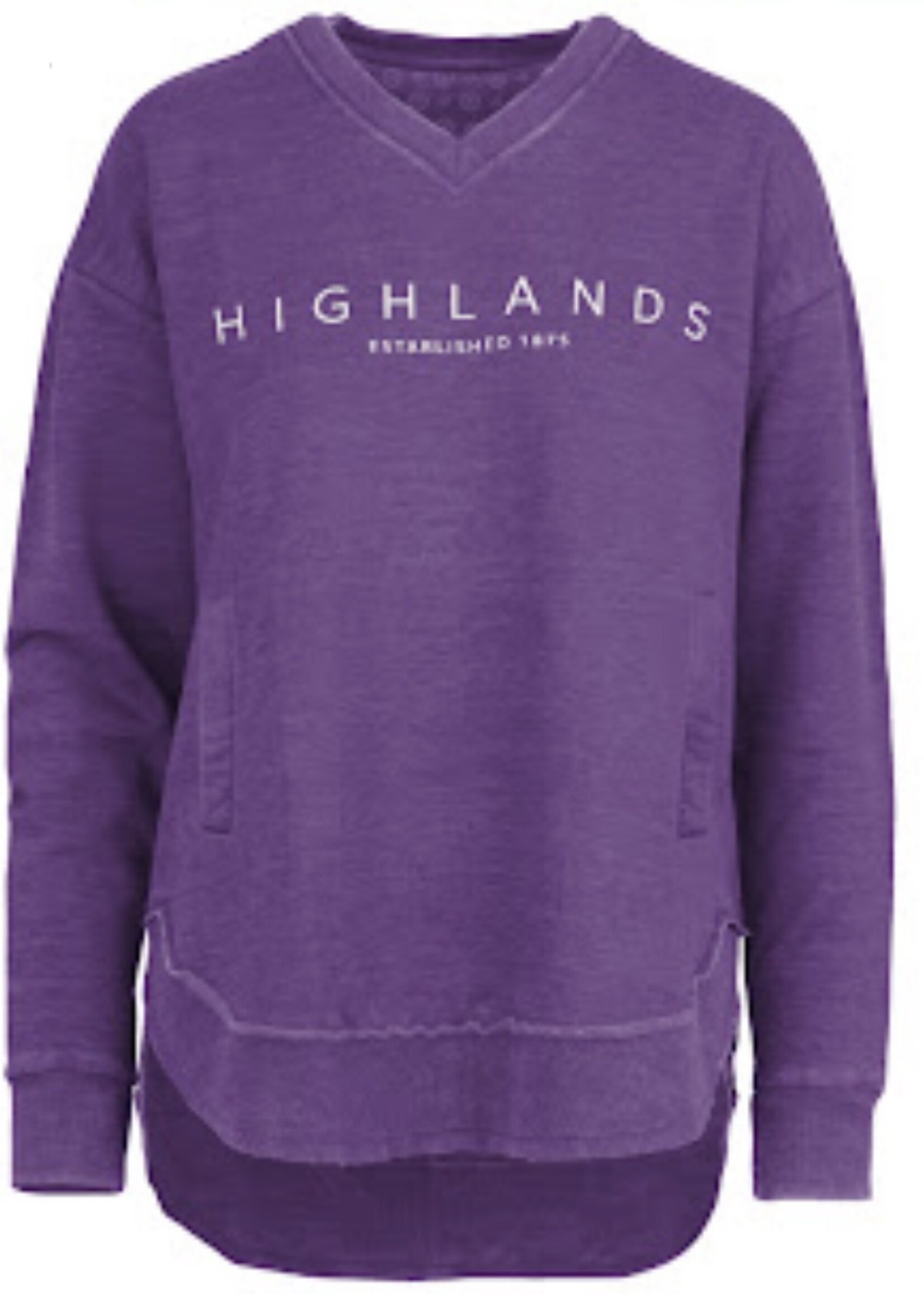 Highlands Est. Melange West Hall Long Sleeve V-Neck Fleece Pullover