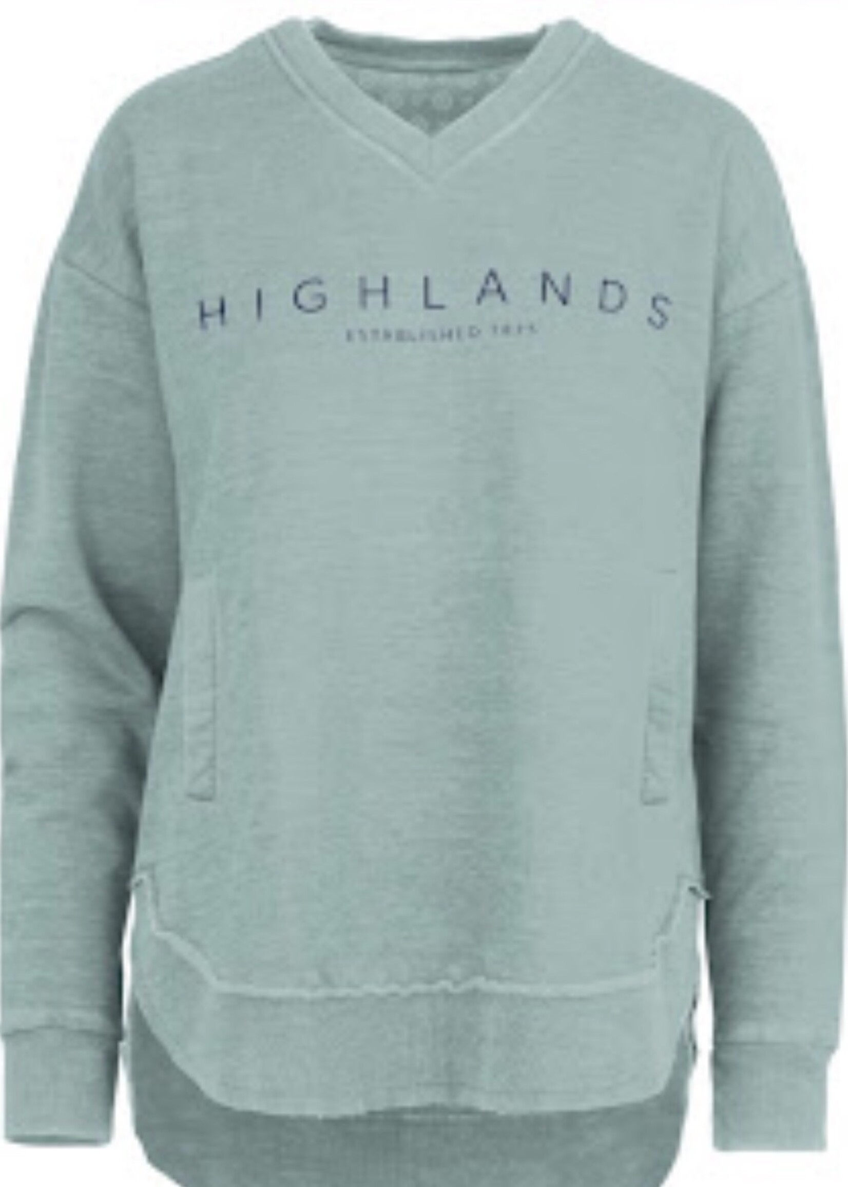 Highlands Est. Melange West Hall Long Sleeve V-Neck Fleece Pullover