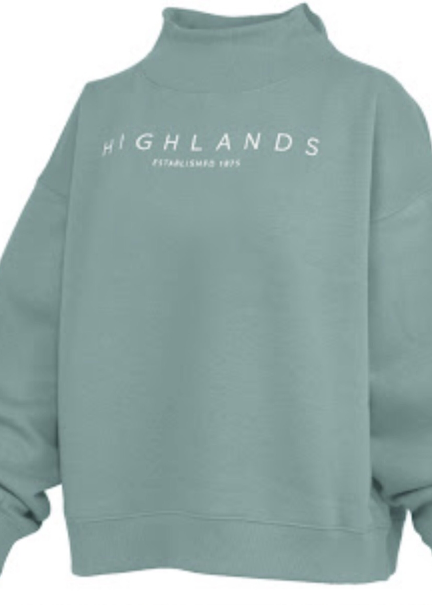 Highlands Est.  "Lingo" Mock Neck Crew Oversized Fleece