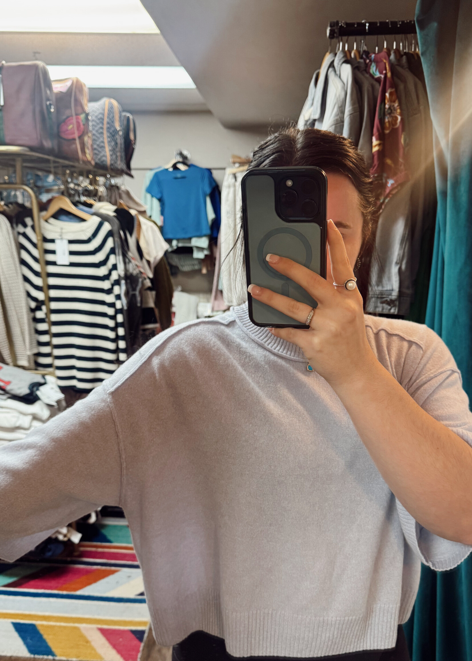 Autumn Cashmere Boxy S/S Crew W/ Reversed Seams- Dawn