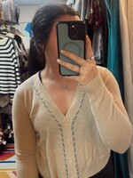 Autumn Cashmere V Neck Cardigan W/ Tubular Lacing