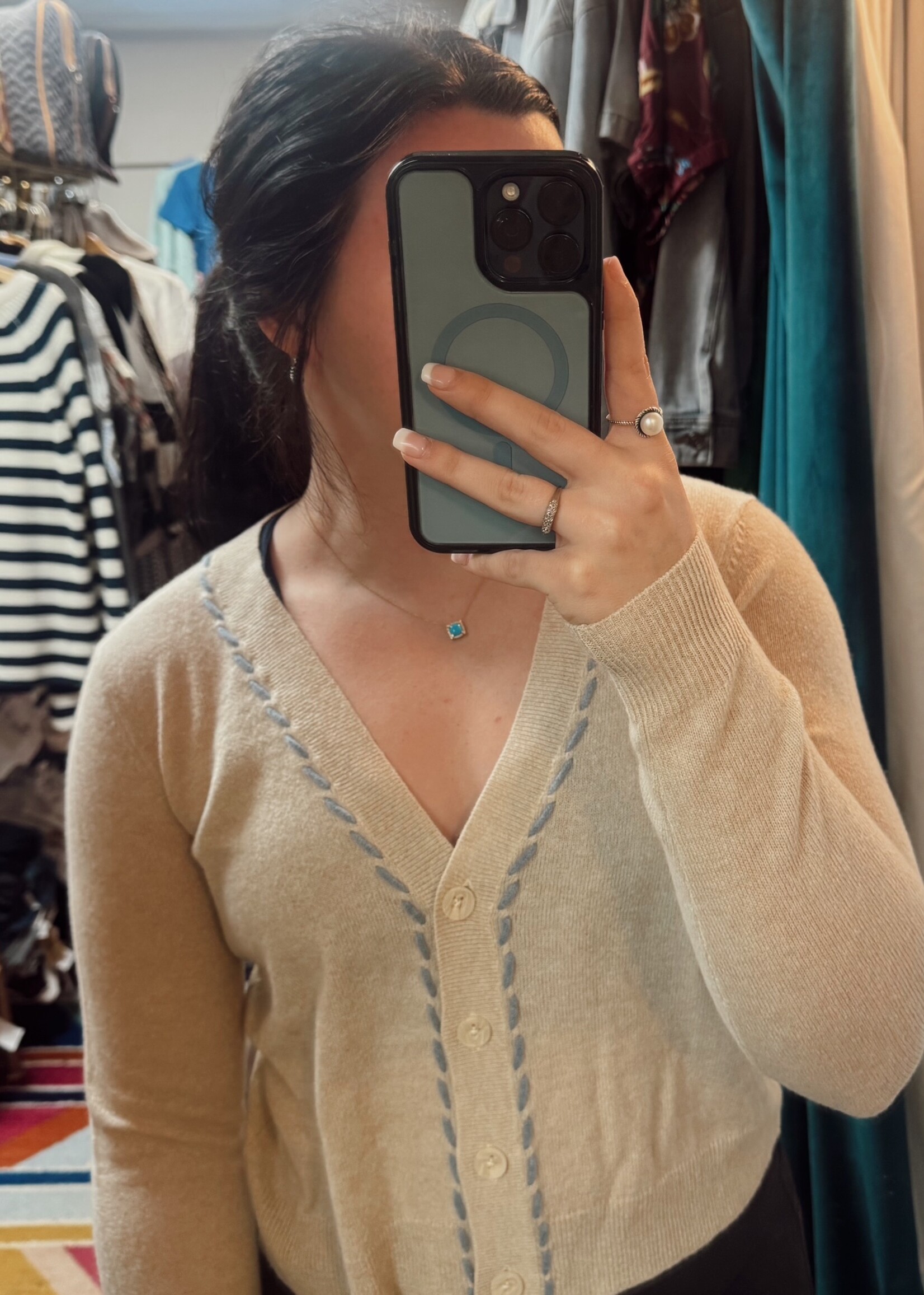 Autumn Cashmere V Neck Cardigan W/ Tubular Lacing