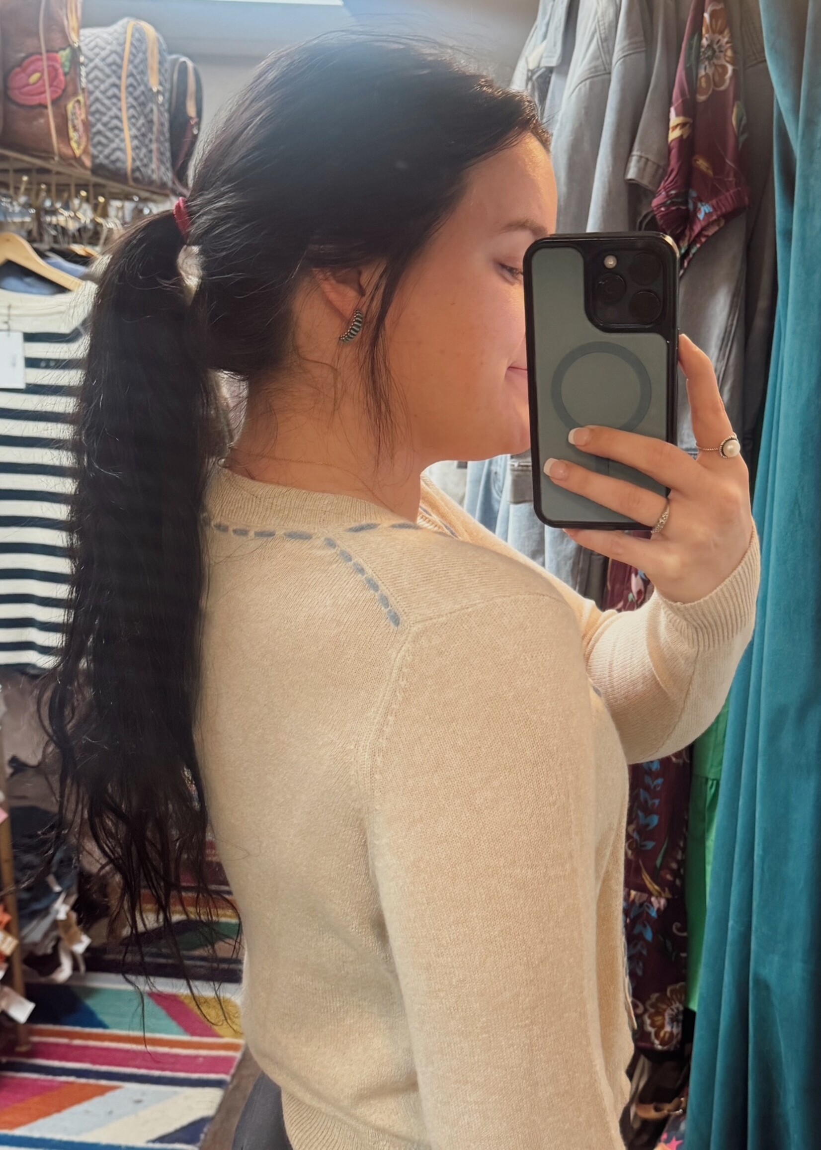 Autumn Cashmere V Neck Cardigan W/ Tubular Lacing