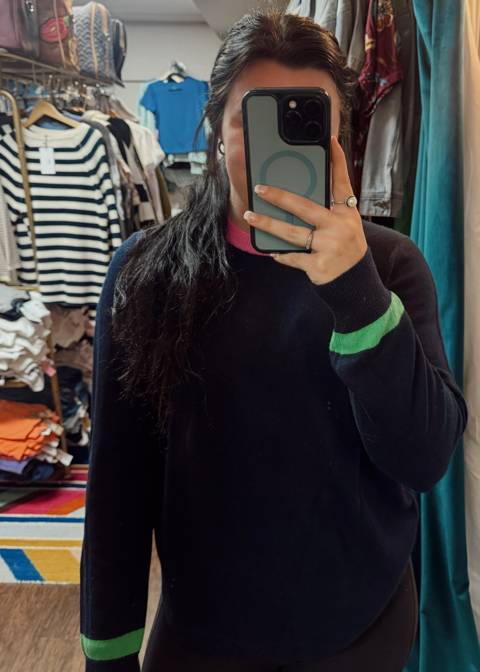 Autumn Cashmere Shirttail Crew W/ Pop Colors