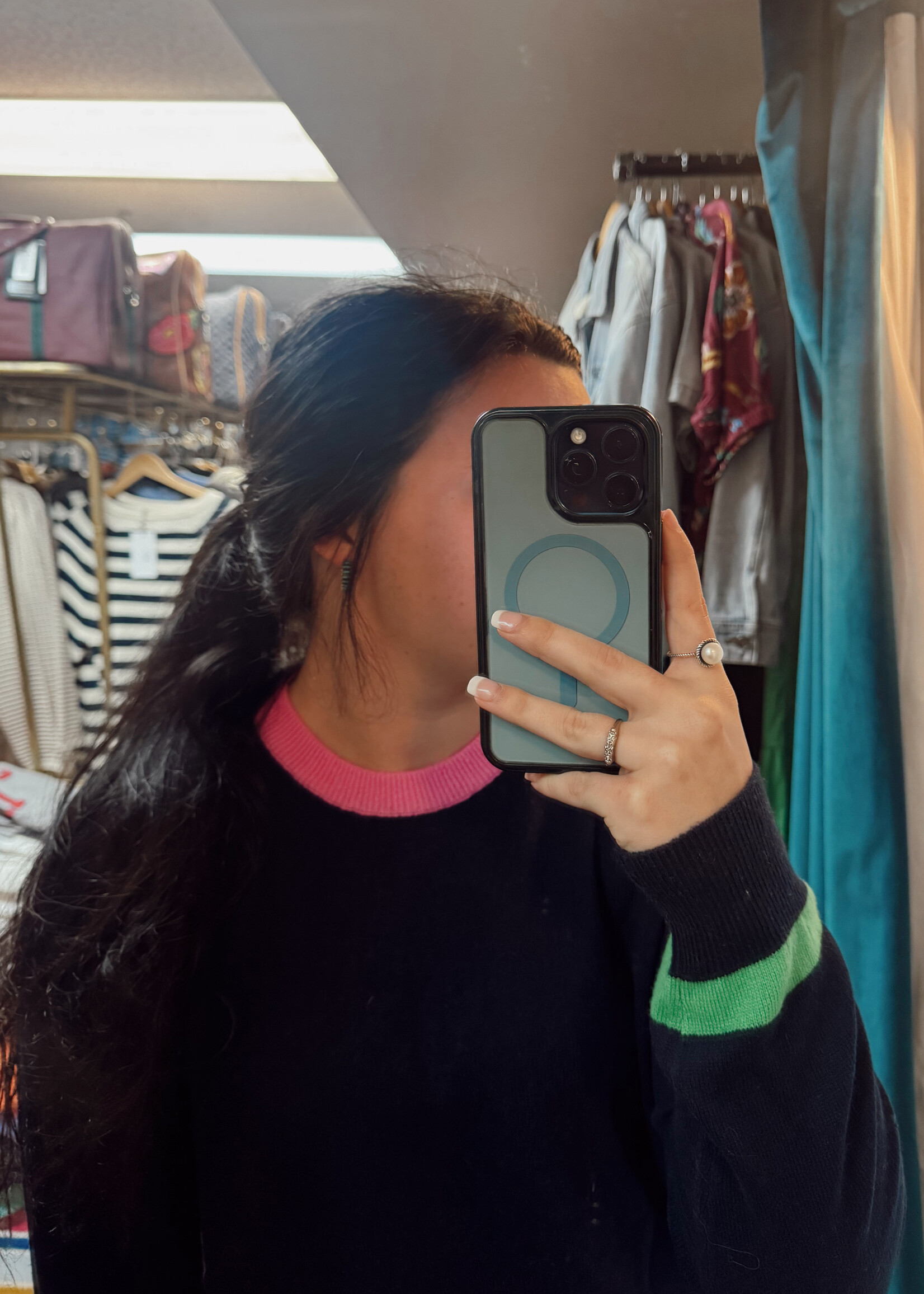 Autumn Cashmere Shirttail Crew W/ Pop Colors