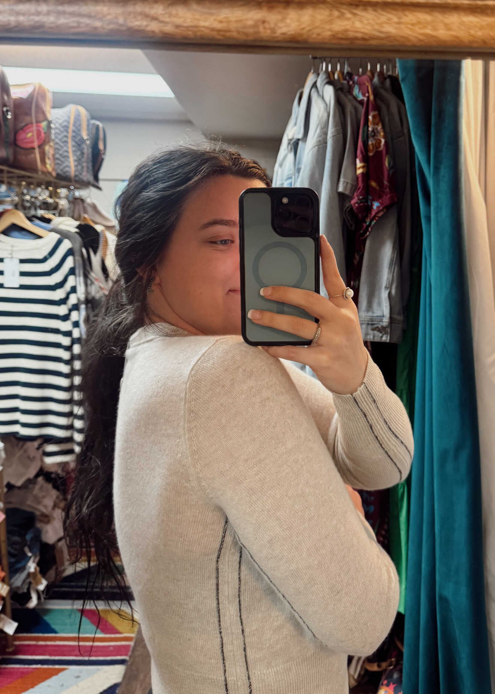 Autumn Cashmere Crew W/ Contrast Side Seam Detail