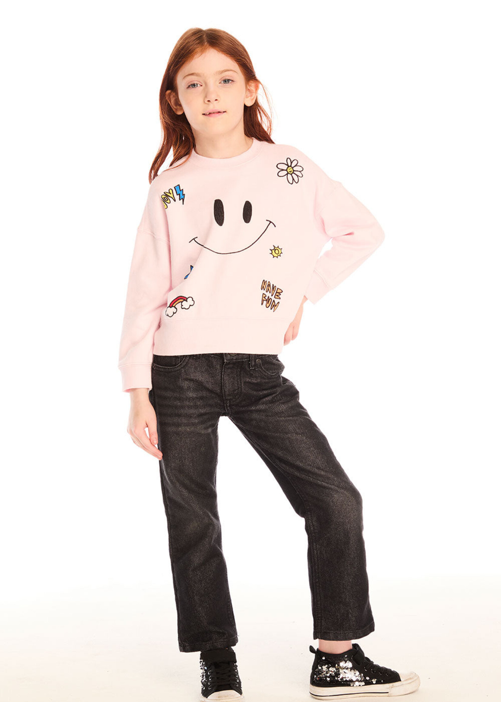 Cotton Fleece Casbah Pullover, Pinky Chaser - Be Happy Icons