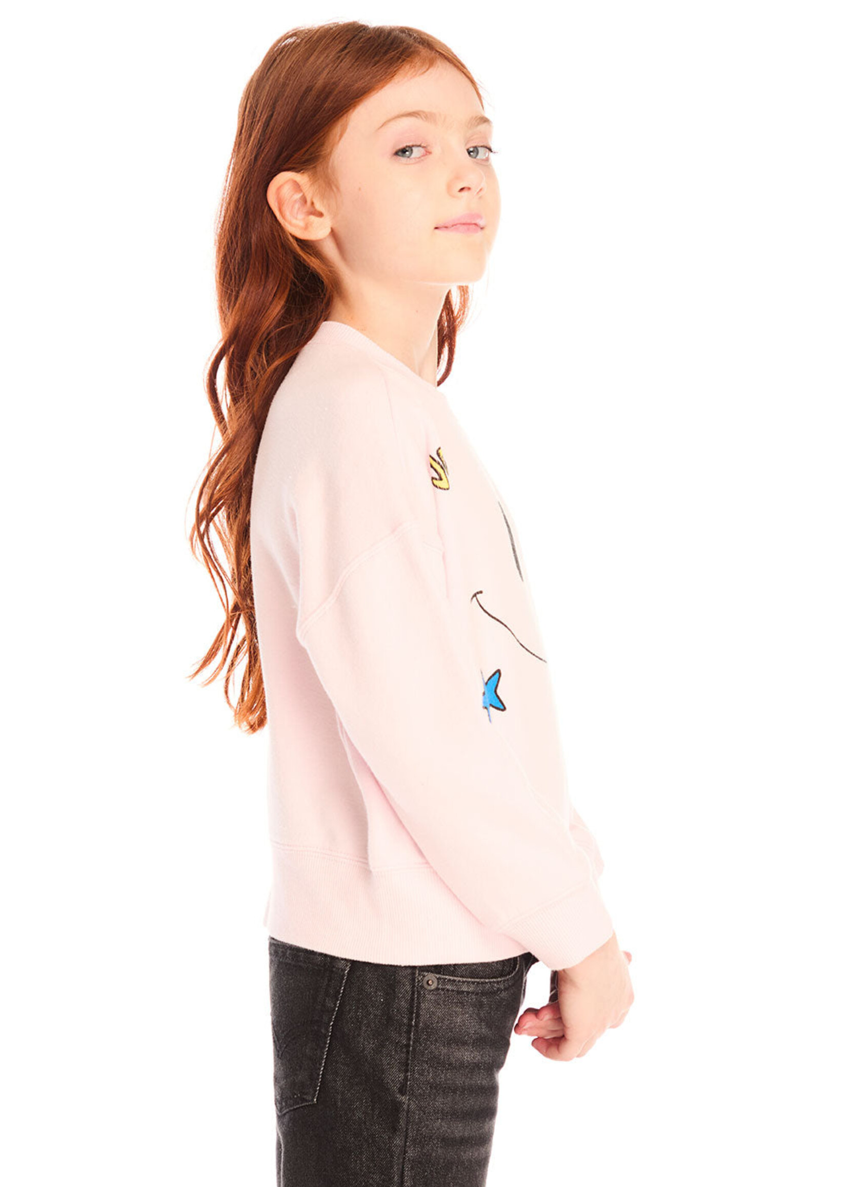 Cotton Fleece Casbah Pullover, Pinky Chaser - Be Happy Icons