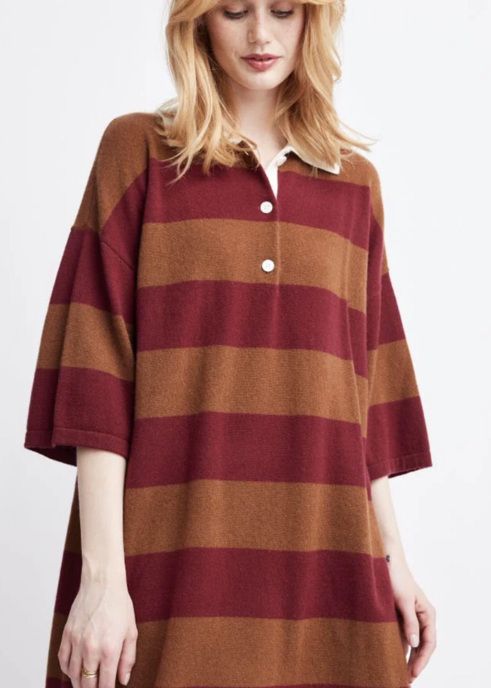 Self Contrast Joe Cashmere Polo Dress