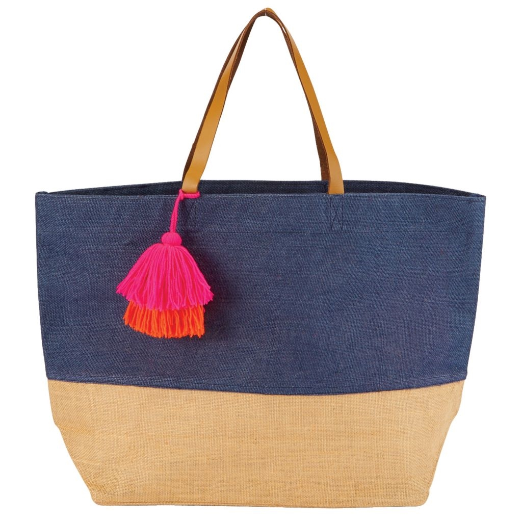 Mud Pie Color Pop Jute Tote Bag