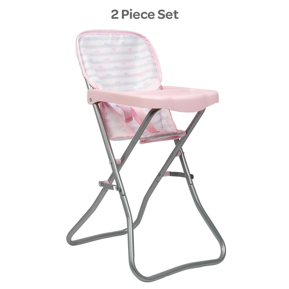 pink and grey high chair