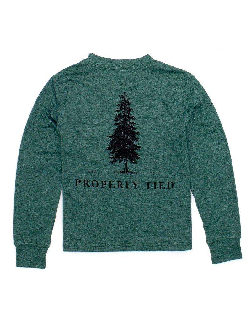Properly Tied Properly Tied Portland Pocket Tee LS Pine Logo Hunter Heather