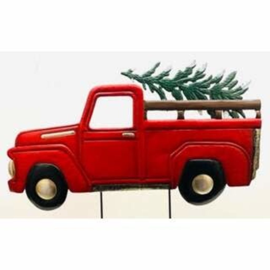 Metal Red Truck w/ Tree 23"