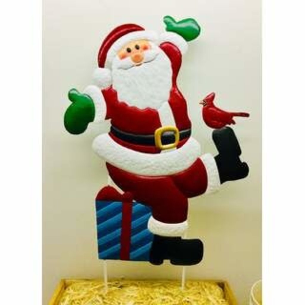 Metal Santa w/ Cardinal 37"