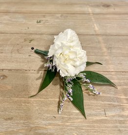 Boutonnière : White Carnation