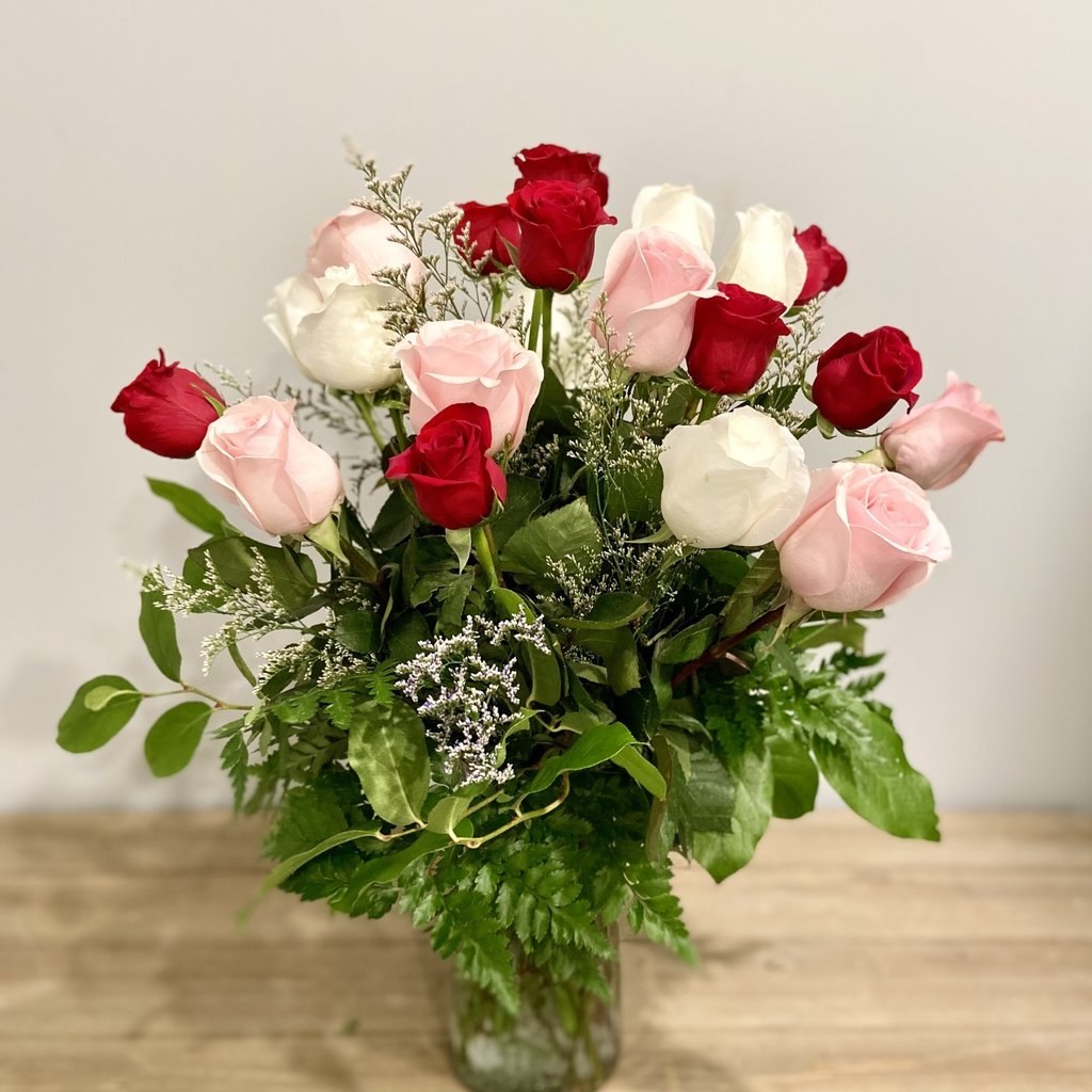 2 Dozen Red and White Rose Bouquet