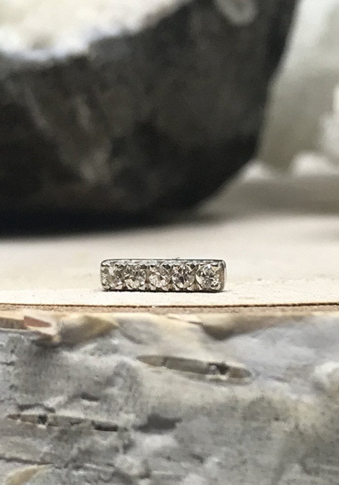 Tawapa Rail Pin Solid 14k White Gold with White Diamonds Threadless