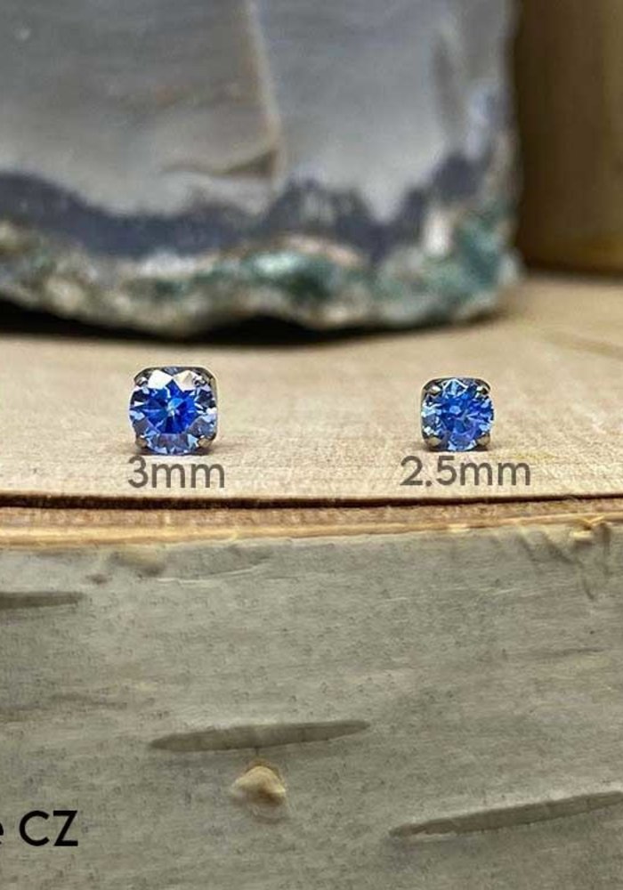 Neometal Prong Gem Titanium Arctic Blue CZ Threadless