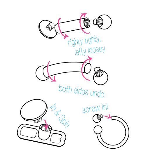 threaded jewelry all styles diagram