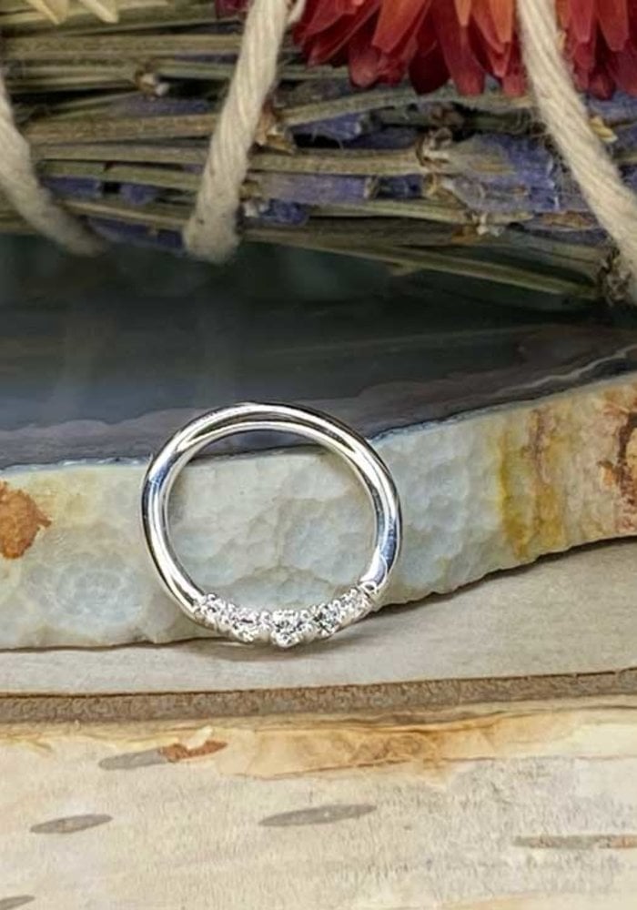 Buddha Jewelry Organics Sophia White Gold with White CZ 16g 5/16" Seam Ring