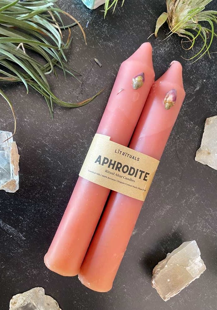 Aphrodite Beeswax Altar Candles - Large